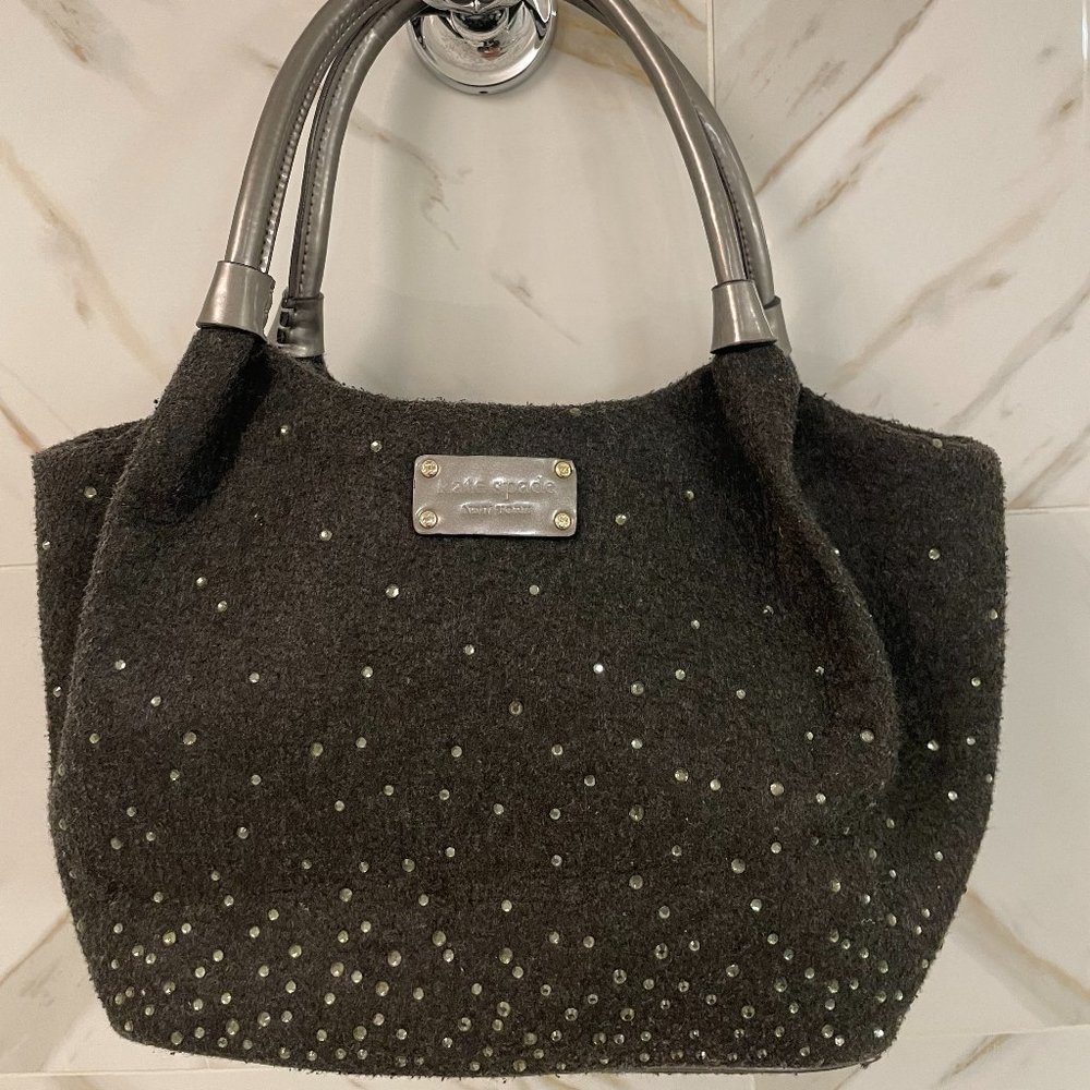 Kaye Spade Grey Rhinestone Studded Purse